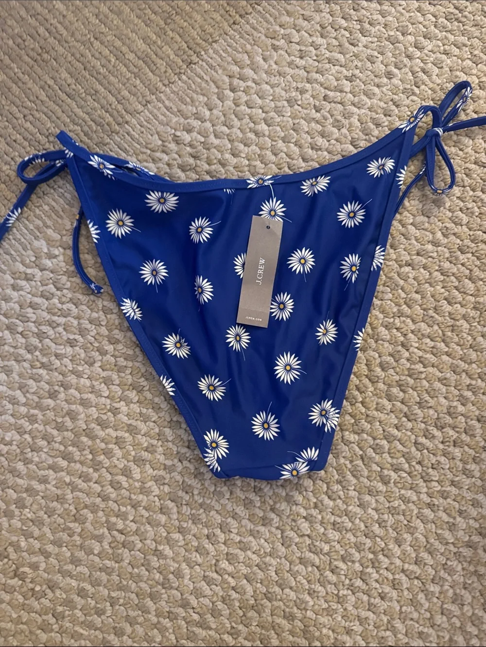 J. Crew Blue Daisy Tie-Side Bikini Bottoms